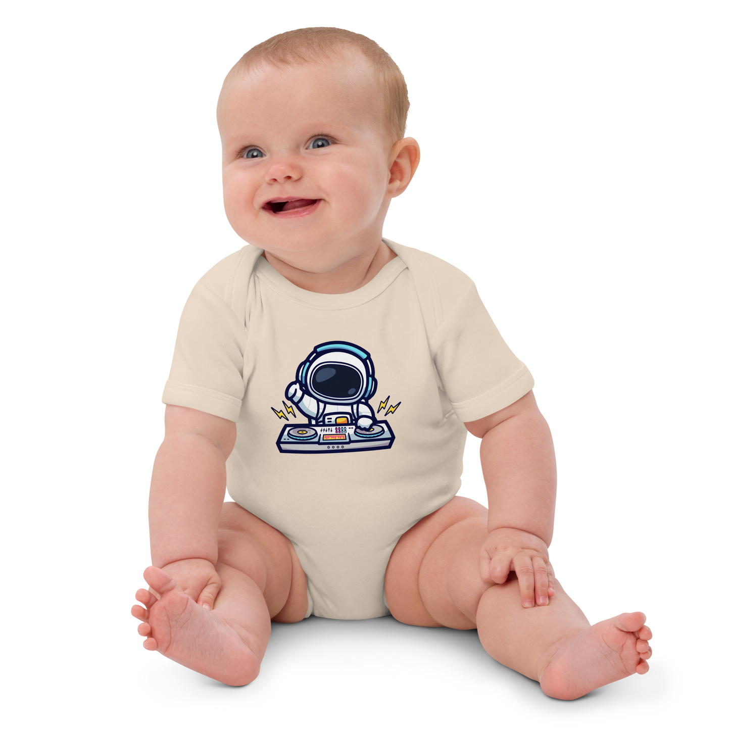 ORGANIC SPACE JAMMER BABY ONESIE